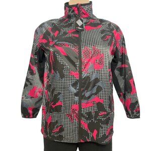 NWT Rise by LuLaRoe Determined Athletic Zip Jacket Medium Black Pink Hi-Low Vent